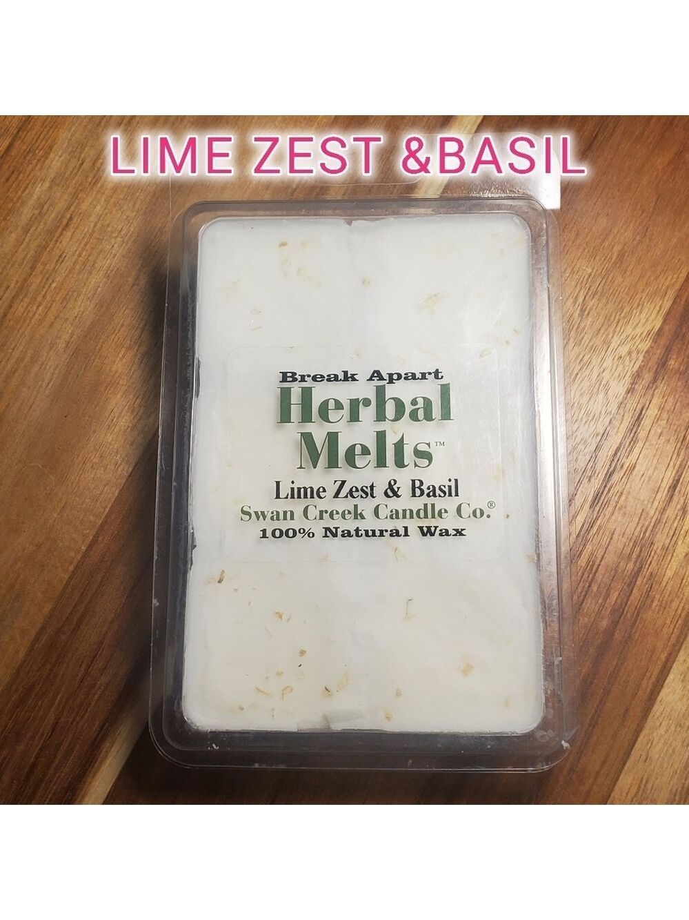 LIME ZEST & BASIL by SWAN CREEK CANDLE Herbal Melts Natural Soy Wax 5.25 oz NWT